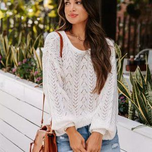 Splendid Breeze Knit Sweater Top - Cream